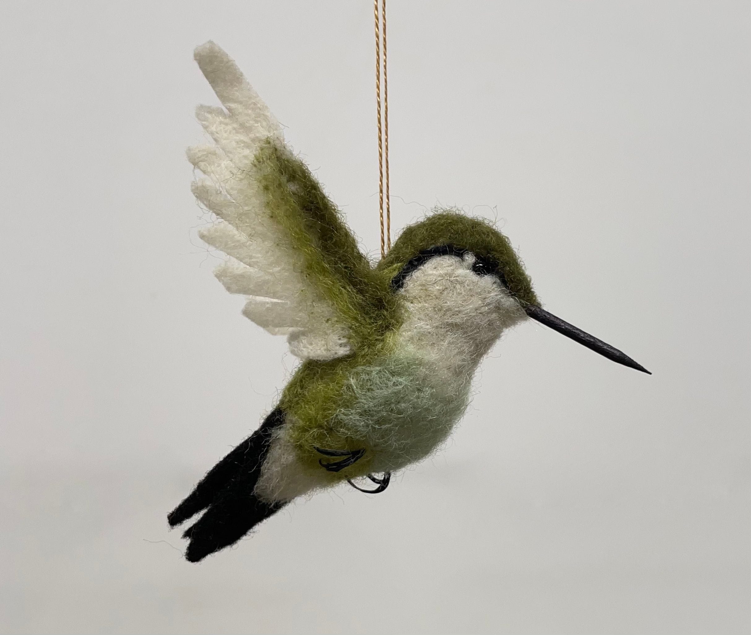 Needle felted Female RubyThroated hummingbird.